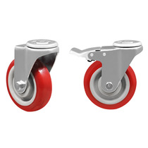 Hole top biaxial polyurethane jujube wheel anti-pressure wear-resistant caster galvanized bracket universal brake wheel tool cabinet wheel