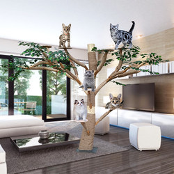 Cat Climbing Frame, Cat House, Cat Tree with Integrated Vertical Pole, Large Cat Lounge, Cat Scratching Post, Cat Toy, Realistic Cat Climbing Tree