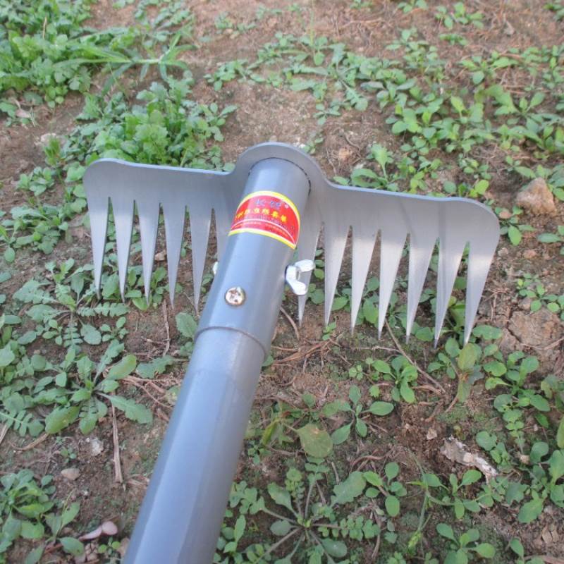 Multi-functional arm grass steel rake pine soil hoe leaves crawling leaves garbage tooth rake tool rake rake