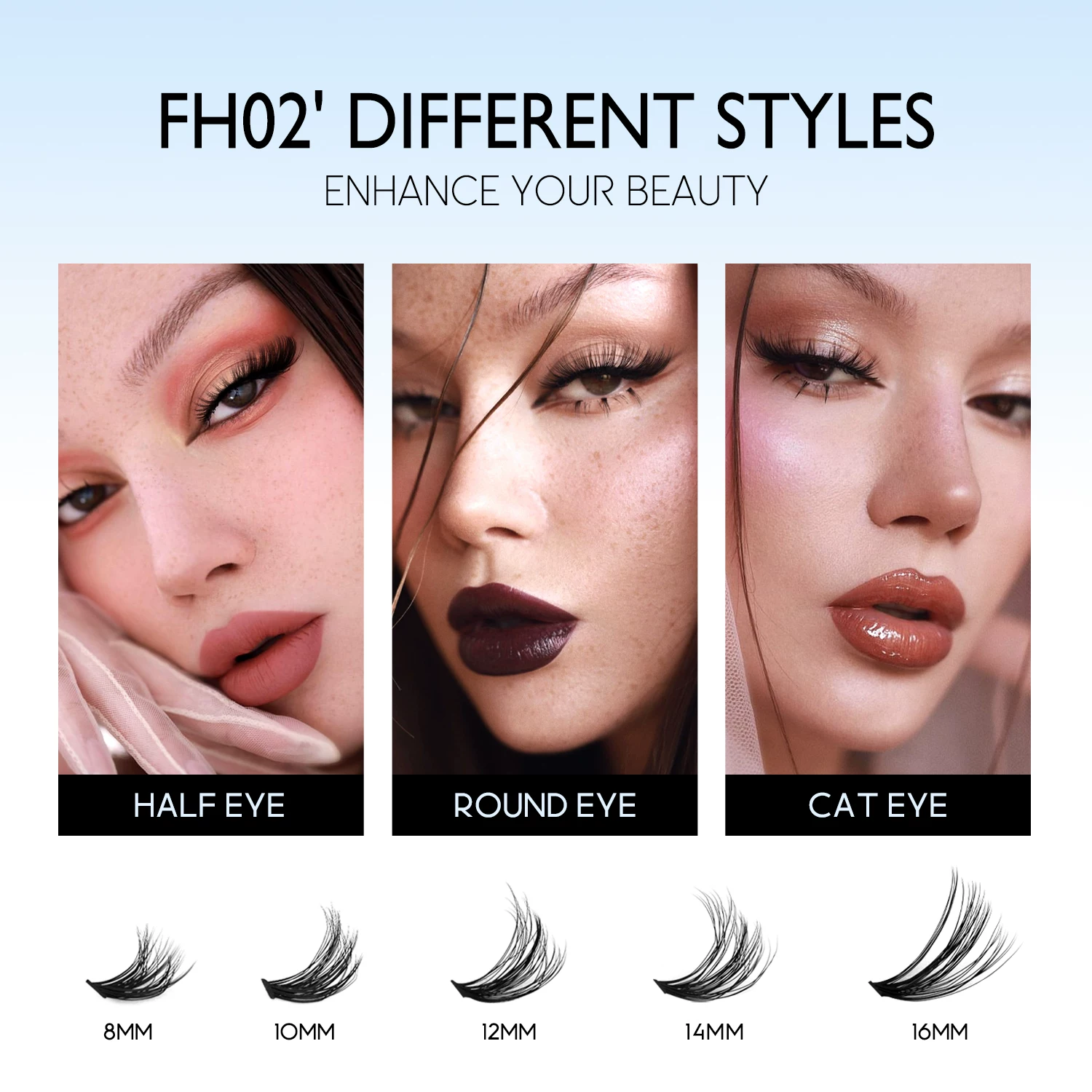 Sophisticated dense curling false eyelashes GROINNEYA, добавляет объем