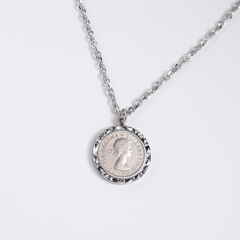 オリジナル6ペンスコインネックレスペンダント、本物のコイン変形ペンダント