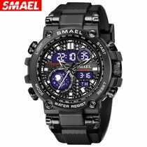 SMAEL tactical digital large dial multi-functional alloy dual display waterproof sports electronic watch