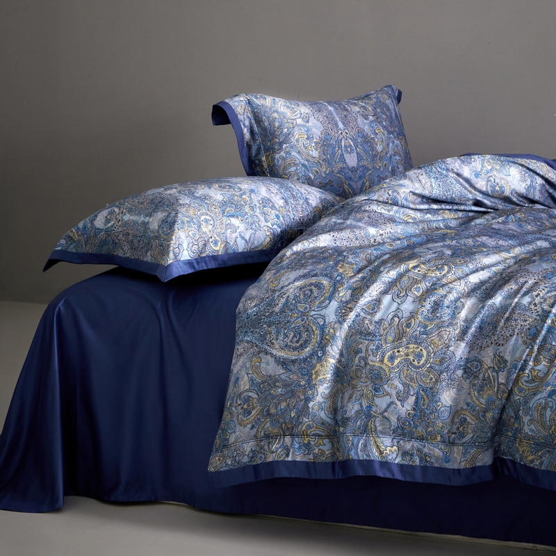 European-Style Classical Paisley Pattern Bedding Four-Piece Set, Pure Cotton Long-Staple Cotton Duvet Cover, Bed Sheet, and Fitted Sheet