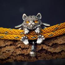 Original Year of the Tiger retro sterling silver animal year red rope couple bracelet men and women gifts