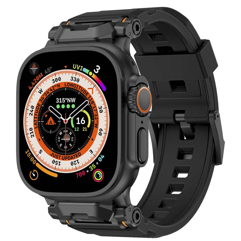 Suitable for Ultra 49mm Watch Bands, New Trendy 45/44 Modified Apple Watch Ultra 2 Sports Mechanical Stainless Steel Interface Soft Tpu Apple iWatch 12567 Metal