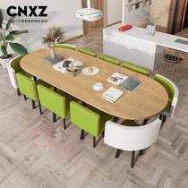 Factory promotion oval easy white conference table long table simple modern 8 chairs-12 people simple long table reading room table