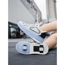 High-end childrens LED light charging Heelys shoes for boys mesh breathable skates for students invisible skates for girls