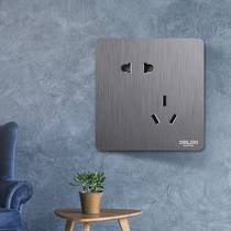 开关822拉丝灰色16a开关五孔面板多孔