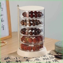 Wenwan walnut storage box rotating dust-proof bracelet jewelry box Buddha beads and bodhi bracelet display box transparent
