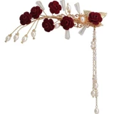 Вечернее платье, красный аксессуар для волос с кисточками, классическое ципао, ханьфу, заколка для волос