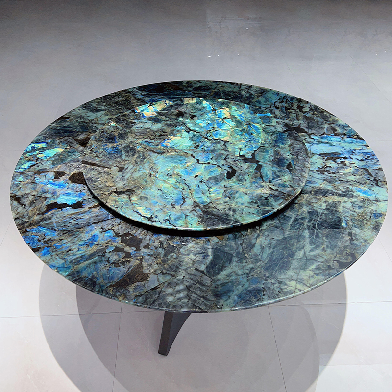 Blue Jade Luxury Stone Dining Table Italian Light Luxury High-End Round Home Table Imported Natural Marble Round Table Blue Jade Luxury Stone Dining Table Italian Light Luxury High-End Round Home Table Imported Natural Marble Round Table