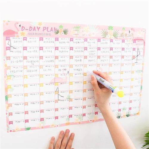 Weight loss hit card record 100 days 365 Self-discipline This wall sticks to every calendar slimming monitor Table Weight Plan This diary-Taobao