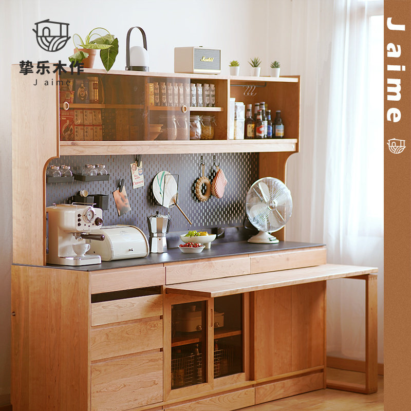 The Best Solid Wood Dining Side Cabinet Day Style Cherry Wood Domestic Dining Table Integrated Living Room Lockers Small Family Type Multifunction Cabinet-Taobao