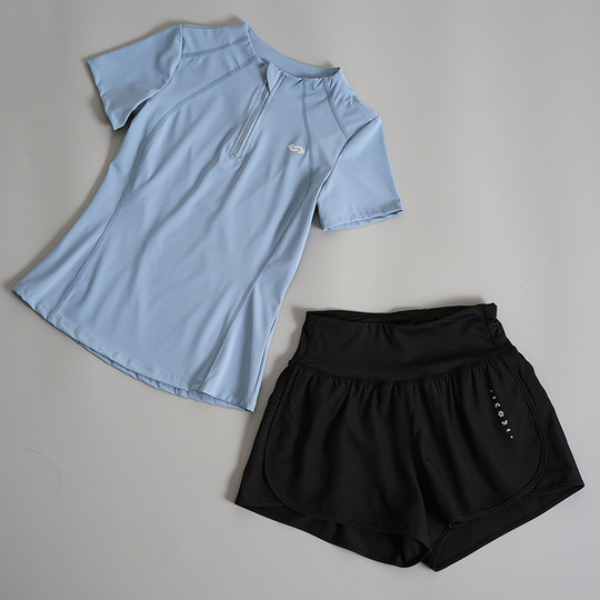 马孔多瑜伽服运动健身套装短袖夏季速干运动户外跑步服显瘦晨跑服