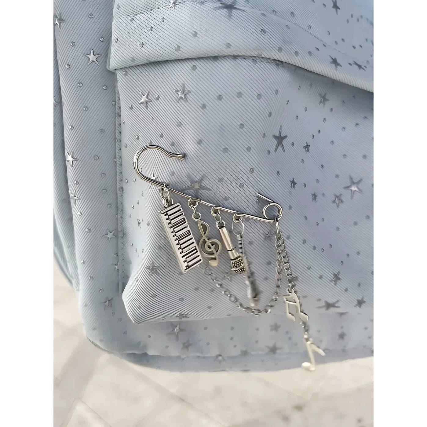 Become his caesar! Punk-style musical note pendant, retro chain pin, student backpack charm.