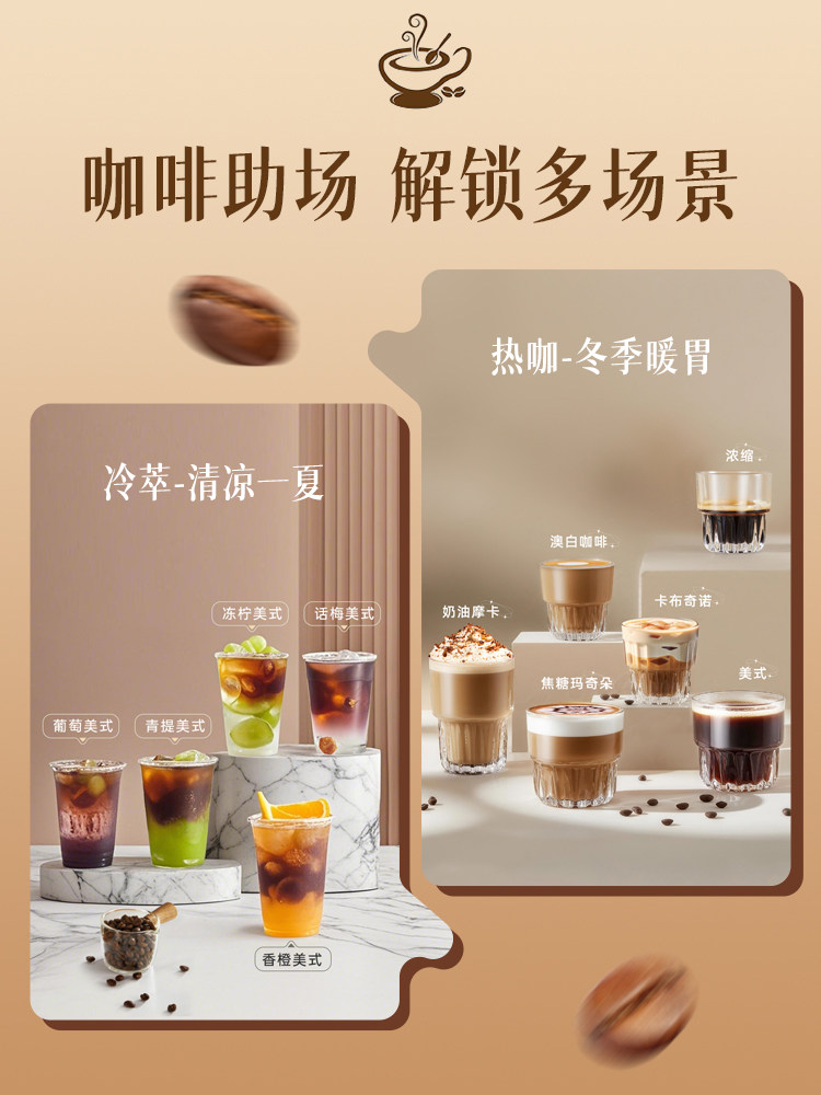 Bear Brand Coffee Machine for Home Use, Small Size, High Pressure and High Temperature Extraction, Steam Milk Frothing, Home Use, Italian and American Style, Multifunctional