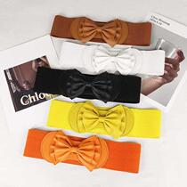 Bow-knot decorated dress belt womens cotton coat coat accessories elastic wide belt down jacket elastic girdle