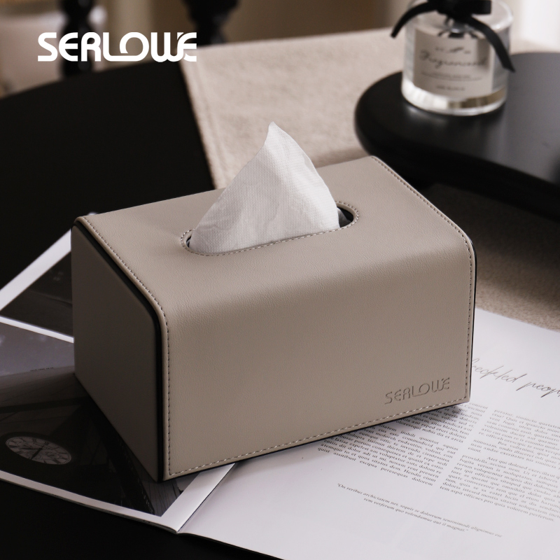 Shengllo Brief Grey Leather Tissue Box Upscale Light Lavish Living Room Modern Home Soft Dress Minima Dining Towel Cramps-Taobao