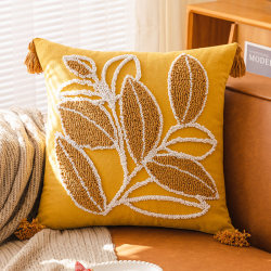 2025 New Pastoral Style Throw Pillow for Sofa, Living Room, Leaf Design, Modern Minimalist, High-End Feel, Headboard Lumbar Cushion Cover with Insert