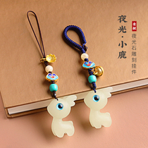 Luminous stone deer lanyard car keychain cute little fresh have a safe journey pendant car rearview mirror tassel