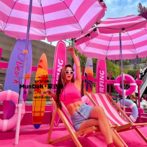 Customize the net red style outdoor beauty chen beach umbrella small number pink white bar sun umbrella large number round sun protection ad large umbrella