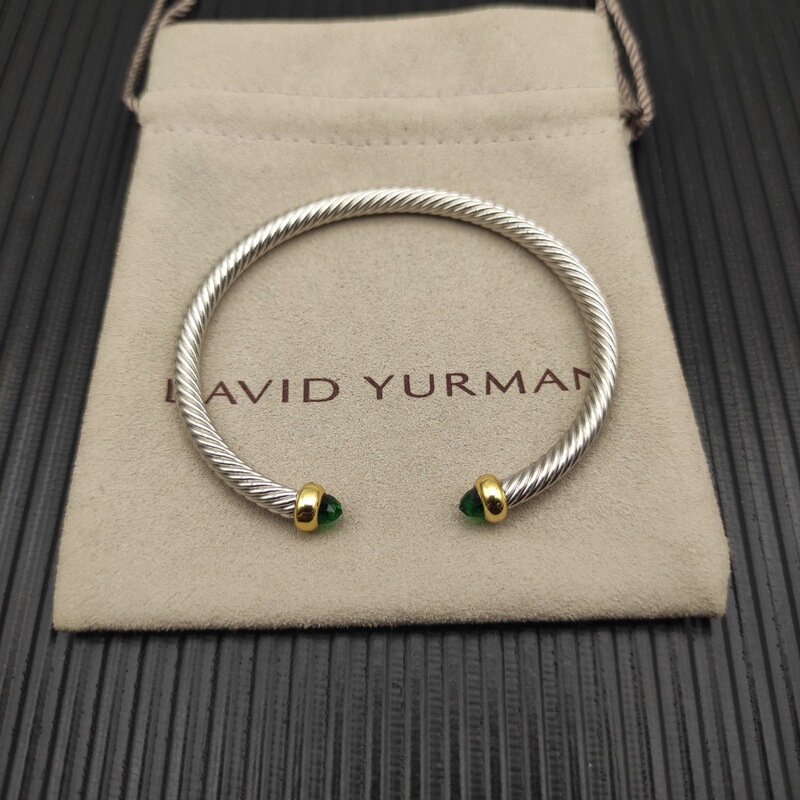 David Yurman Two-Tone Non-Diamond 4mm Divine Green Diamond Bracelet David Bracelet for Women David Yurman Two-Tone Non-Diamond 4mm Divine Green Diamond Bracelet David Bracelet for Women
