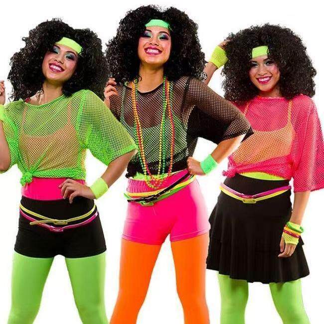 Cross-Border Hot-Selling Mesh T-Shirt Party Dancewear Women's Disco Era Clothing Dopamine Colorful Fashion Matching