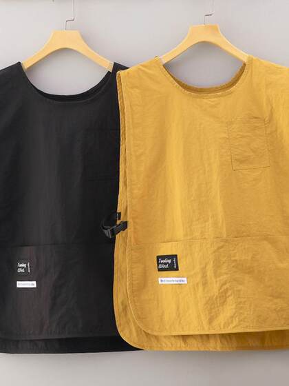 日本马甲围裙厨房家用做饭防水防油餐饮工作服围腰坎肩男女通用