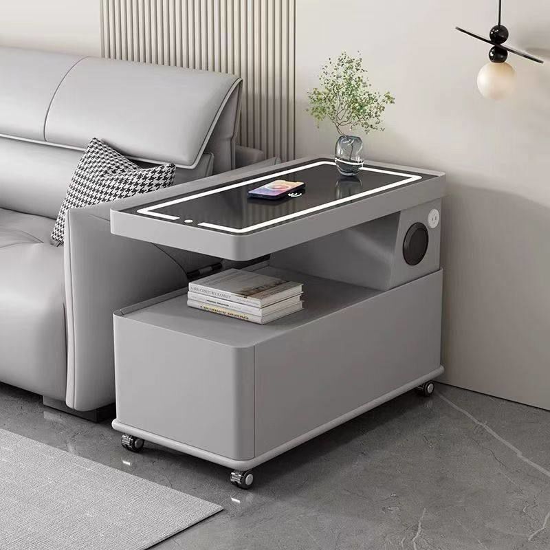 Movable Coffee Table for Small Apartments, Modern Minimalist Side Cabinet, Light Luxury Living Room, Italian-Style Minimalist New Sofa Side Table Trolley