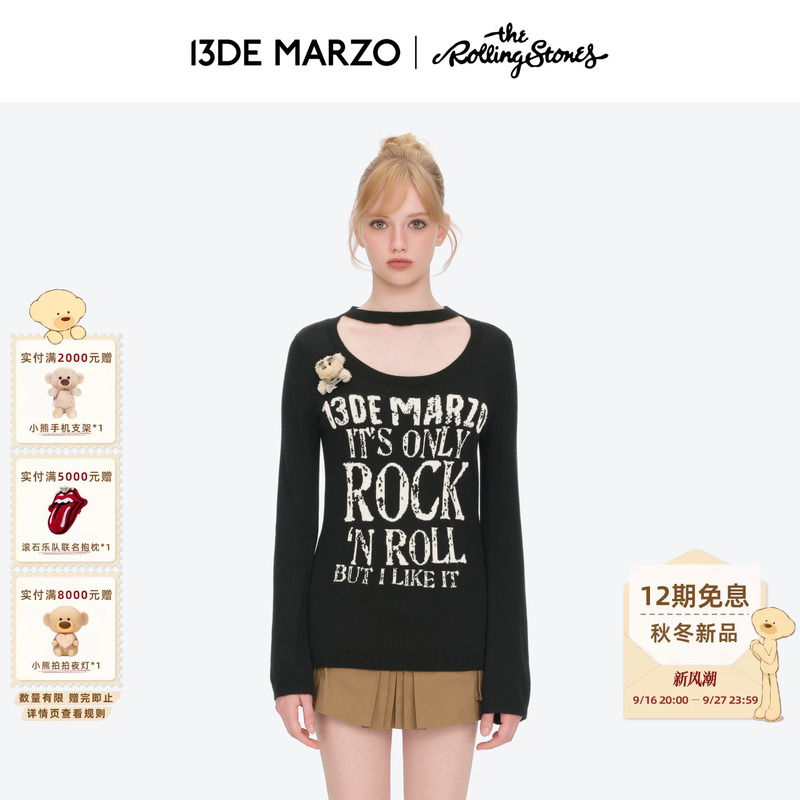 March 13 |   Rolling Stones Co-Branded Series 2026 Autumn and Winter New Letter Jacquard Base Sweater