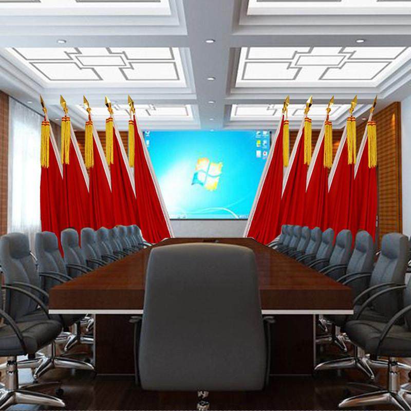 礼堂旗、会议室主席台背景旗怎么选?解读2025智能会议新趋势