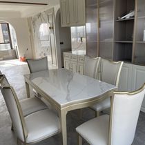 American light luxury dining chair home solid wood square dining table and chairs modern simple slate dining table small apartment home combination