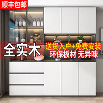 Solid wood sideboard storage high cabinet integrated wall-mounted simple living room light luxury cabinet home wine cabinet storage storage cabinet