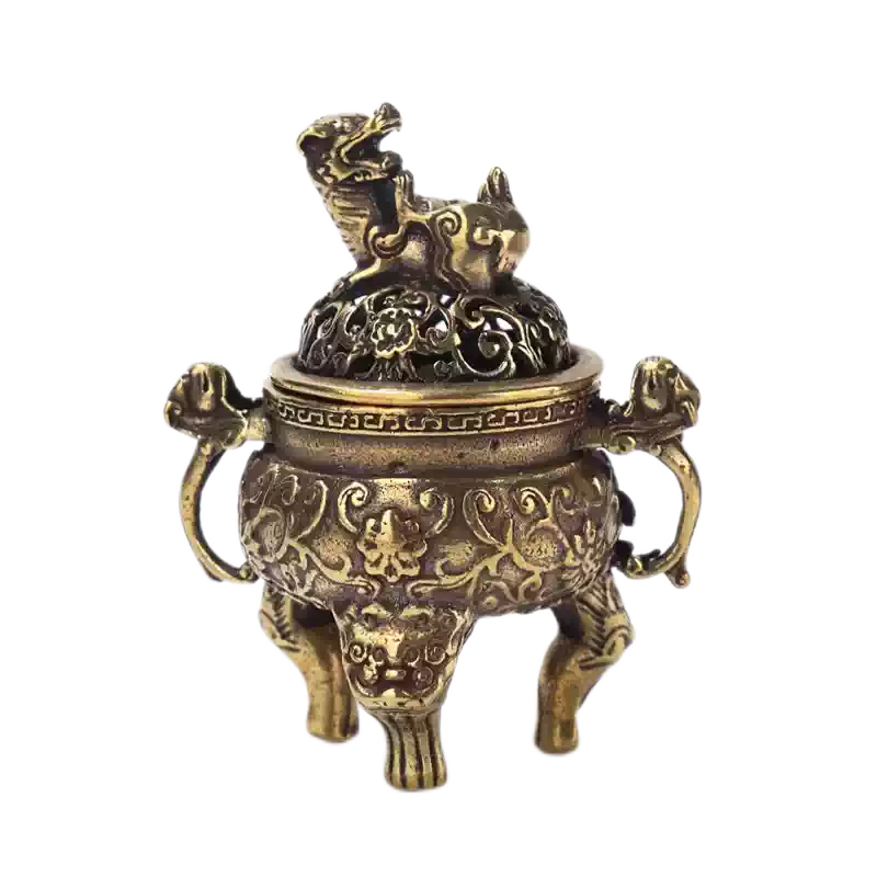 黄铜麒麟香薰炉小号家用室内迷你香炉塔座创意线香