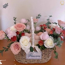 Confinement gift: flower basket and fruit basket for pregnant women; exquisite egg and small flower basket for best friend to give birth to finished DIY