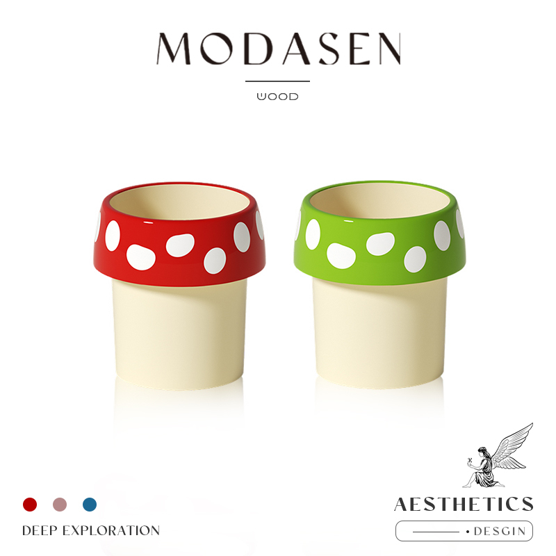 Modasen丨Mushroom Edwf Creative Cute Desktop Trash Can Storage Bin Home Office Garbage and Miscellaneous Items Container