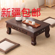 Xinjiang solid wood tatami coffee table bay window table simple small table and room table window sill table Japanese style floor