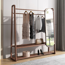 High-end walnut wood cap frame solid wooden coat frame floor bedroom home vertical hanger frame easy clothes drying clothes