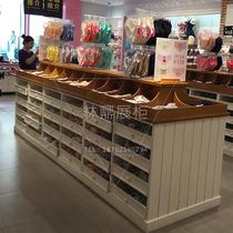 Wooden grilled underwear double-sided island display cabinet display cabinet display rack European paint underwear store shelf sock display