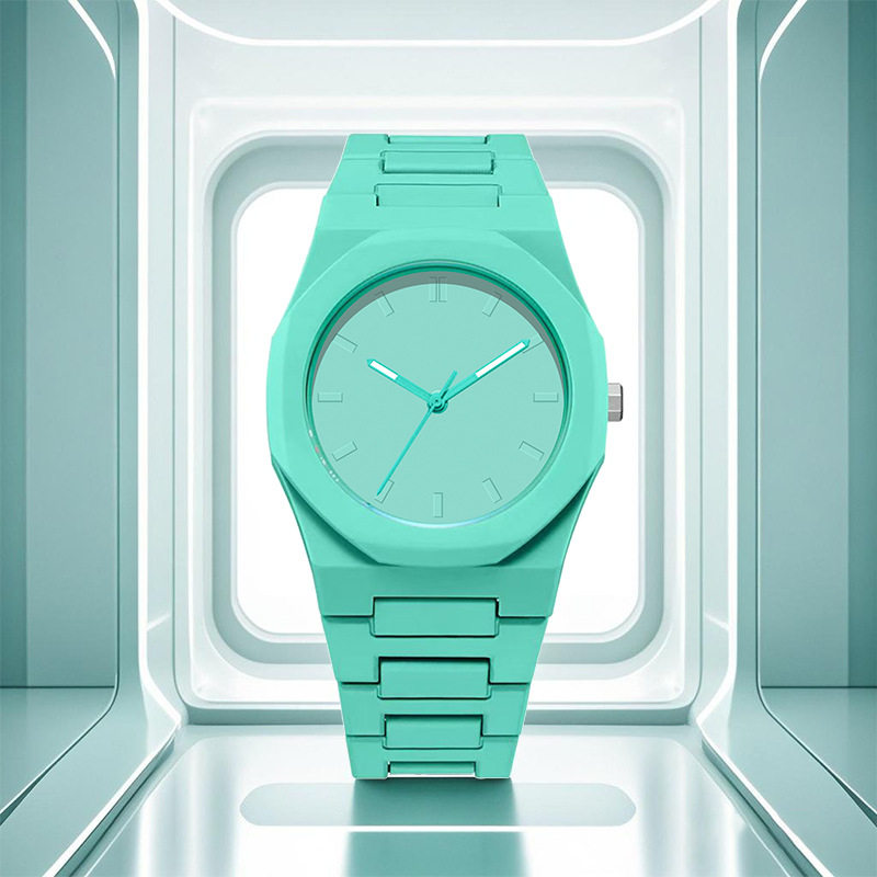 Наручные часы 2025手表高级感防水女表男士中东爆款塑胶男款石英绿色多巴胺粉色 Dijie