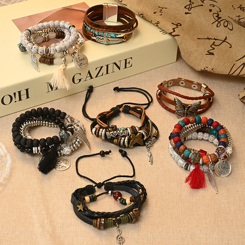 Retro Ethnic Style Hand-Woven Bracelet for Women, Bohemian Style Leather Hand Jewelry, Punk Couple Bracelets Retro Ethnic Style Hand-Woven Bracelet for Women, Bohemian Style Leather Hand Jewelry, Punk Couple Bracelets