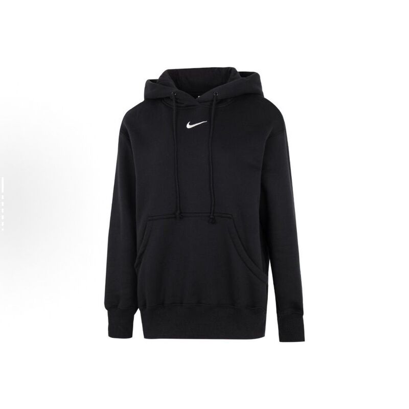 Nike Logo Printed Pure Color Hooded Pullover Long-Sleeved Sweatshirt for Women, Black Dq5861-010 Nike Logo Printed Pure Color Hooded Pullover Long-Sleeved Sweatshirt for Women, Black Dq5861-010