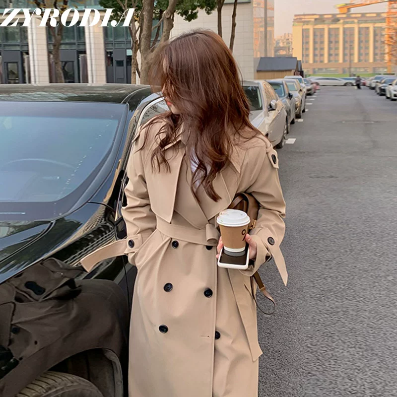 Осеннее trench coat, длинная куртка, средней длины, для подростков, британский стиль, высококачественный стиль, яркий запоминающийся стиль