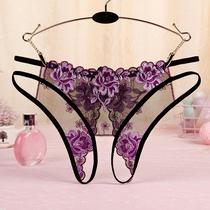 New sexy embroidered thong open underwear that does not need to be taken off for couples sexy underwear for couples seductive women