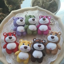 Gift handmade wool crocheted strawberry bear baby doll finished bag hanging keychain ornaments purely handmade