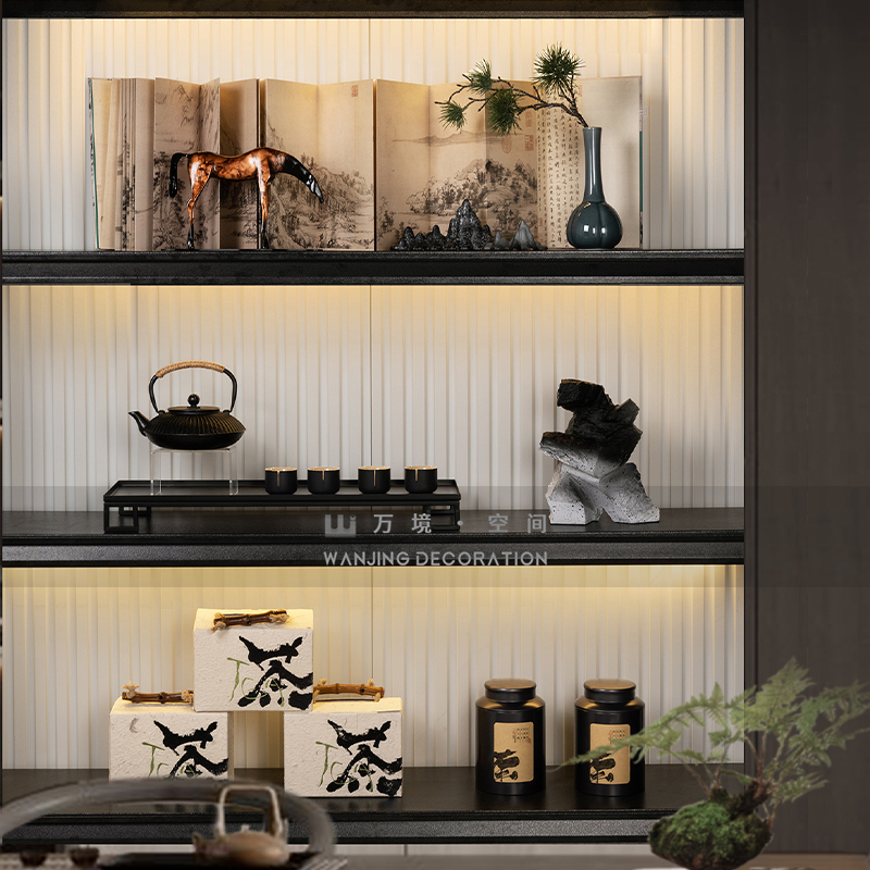 Wanjing Space New Chinese-Style Furnishings Model Room Sales Department Study Room Tea House Tea Room Clubhouse Zen-Style Soft Furnishings Wanjing Space New Chinese-Style Furnishings Model Room Sales Department Study Room Tea House Tea Room Clubhouse Zen-Style Soft Furnishings
