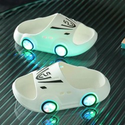 Summer children's slippers Boys Stepping on shit, girls, girls, anti -slip cartoon glowing net infrared sandals