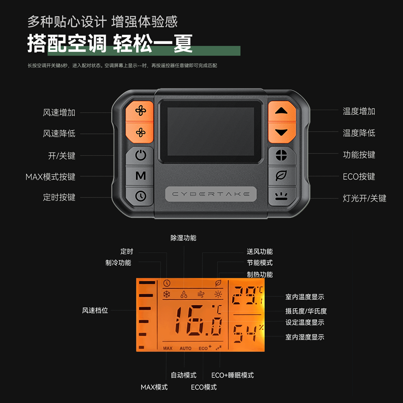 Fourth Space Tactical Remote Control with Temperature and Humidity Control Function, High-Brightness Display, Air Conditioner Wireless Remote Control