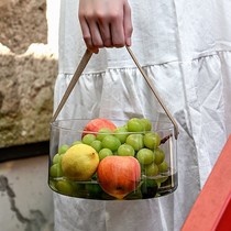 Transparent fruit tray Home 2021 new living room tea table light extravaganza High-end Creative Plastic Water Fruit Basket Hand Basket