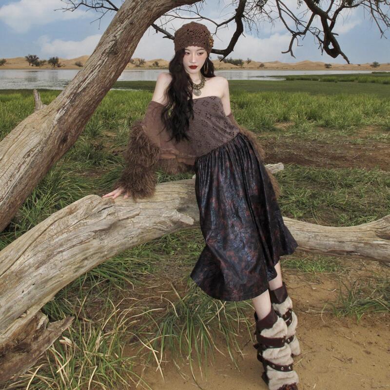 Cang Ai | Porcelaine Et Mer Original Crochet Knit Patchwork Two-Way Skirt